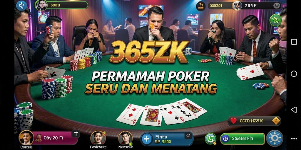 Tampilan gameplay Poker yang mengasyikkan di aplikasi 365ZK.