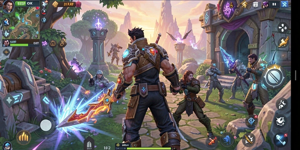 Tampilan gameplay epik dalam dunia MMORPG 555F dengan aksi pertarungan yang mendebarkan.