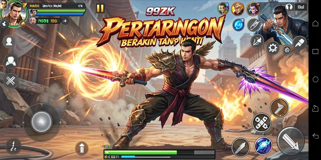 Tampilan gameplay seru di 99ZK dengan pertarungan intens.