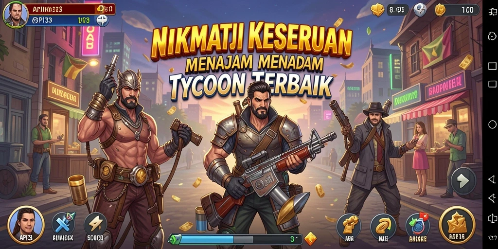 Screenshot menunjukkan gameplay seru dalam membangun bisnis di API33.