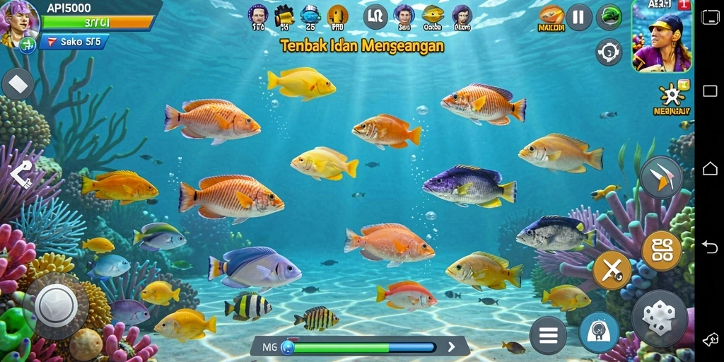 Screenshot yang menampilkan gameplay seru Tembak Ikan di API5000.