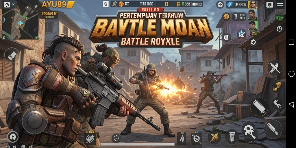 Gameplay AYU89 yang intens dan mendebarkan dalam Battle Royale.