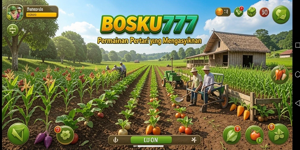 Tampilan gameplay menarik dari BOSKU777 saat menanam dan merawat tanaman.