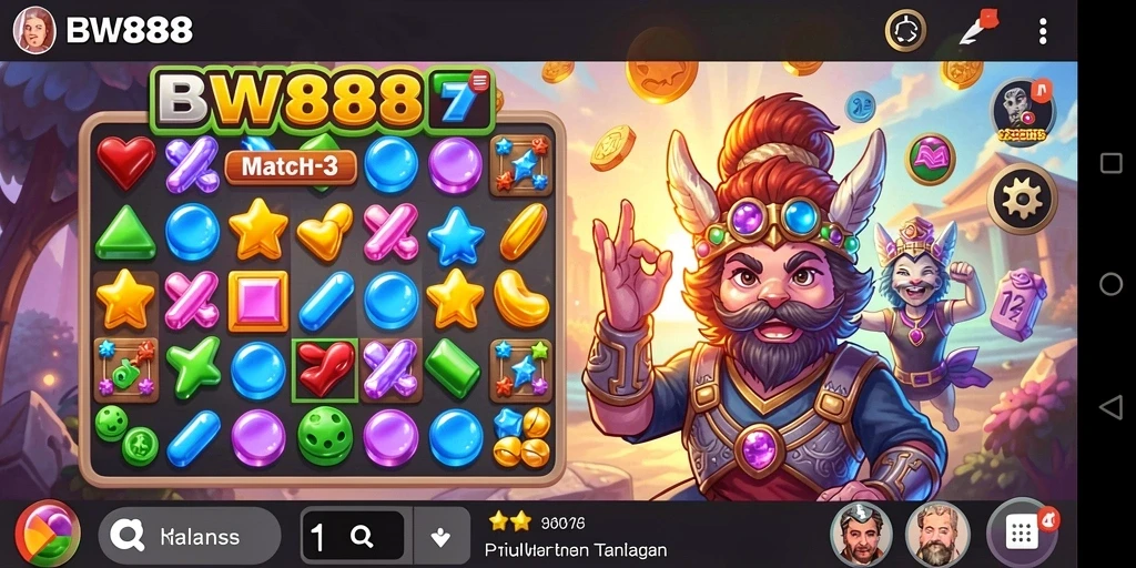 Tampilan gameplay BW888 dengan elemen Match-3 yang menarik.
