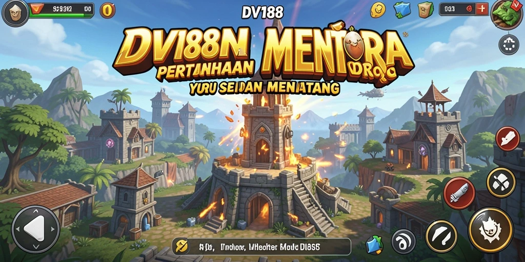 Menampilkan aksi seru dari gameplay Tower Defense di DV188.