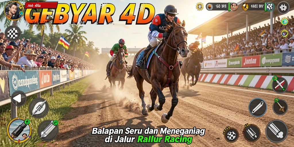 Tampilan permainan GEBYAR4D yang menegangkan di jalur balap.