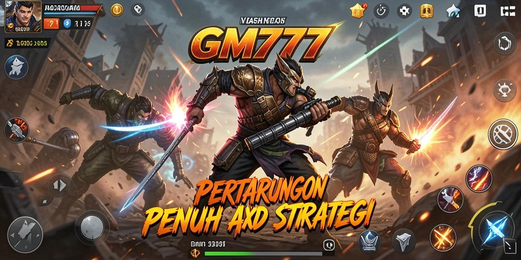Screenshot gameplay GM777 yang menunjukkan aksi pertarungan yang menegangkan.