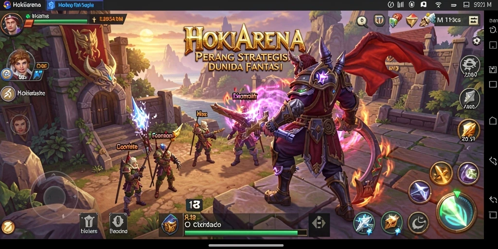 Screenshot utama HOKIARENA menampilkan pertempuran epik antara karakter-karakter kuat.
