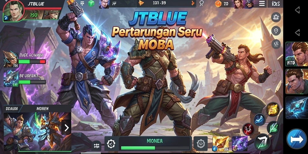 Tampilan pertarungan seru di JTBLUE dengan grafis menawan.