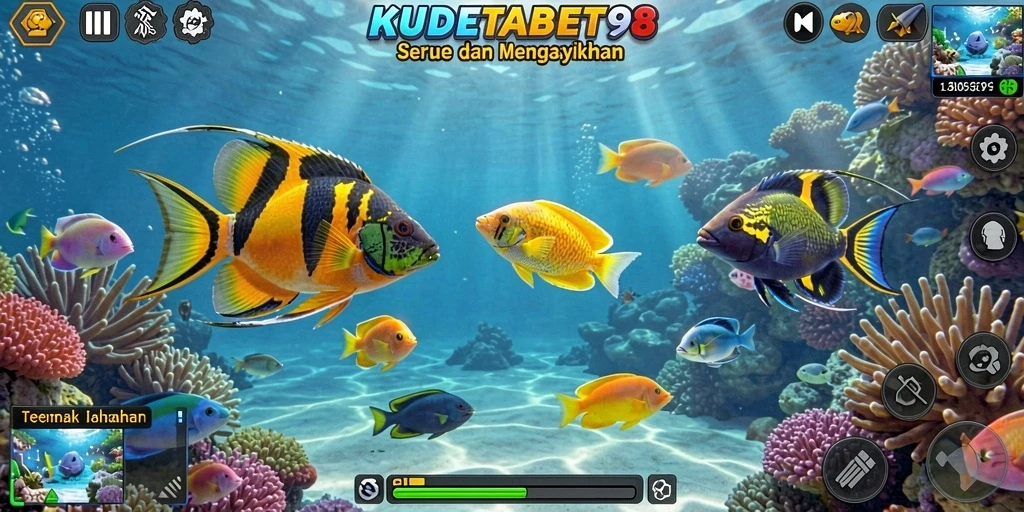 Tampilan gameplay KUDETABET98 dengan aksi menembak ikan yang mendebarkan.