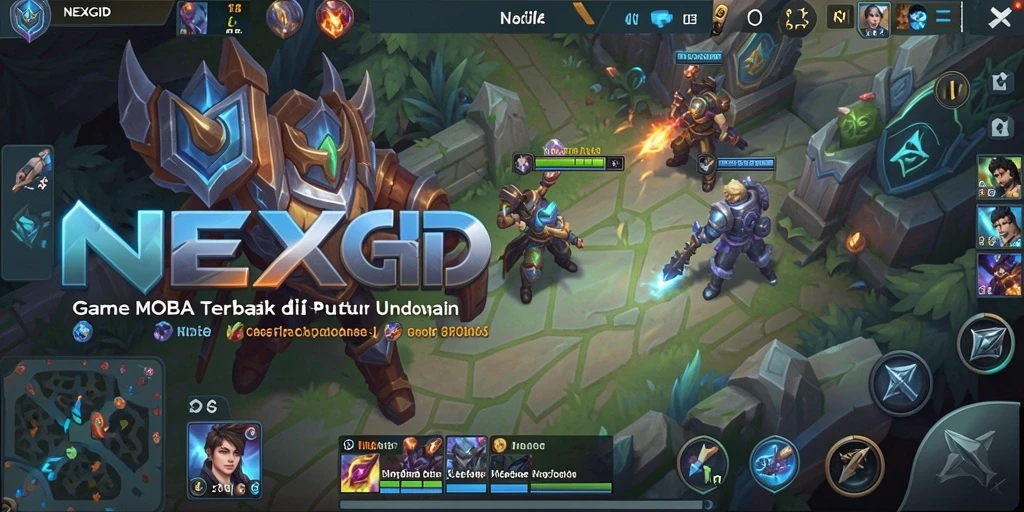 Screenshot NEXGID menampilkan aksi intens dalam pertempuran MOBA.