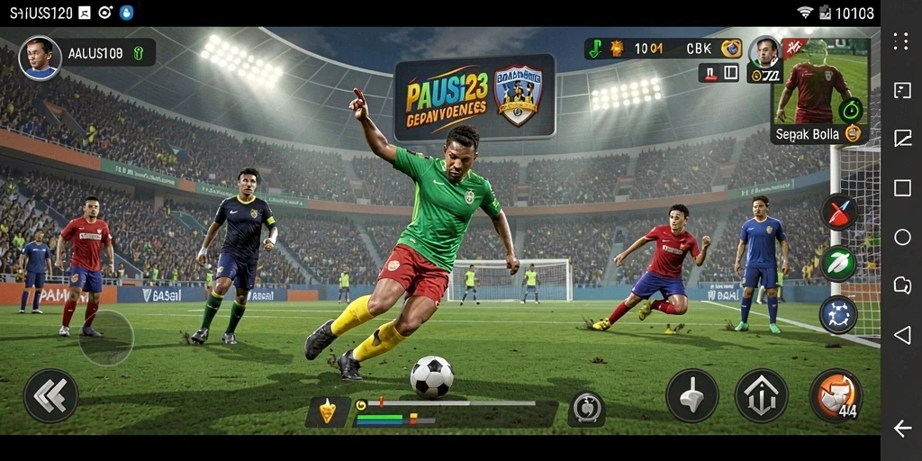 Tampilan gameplay PAUS123 yang menegangkan dan penuh aksi sepak bola.