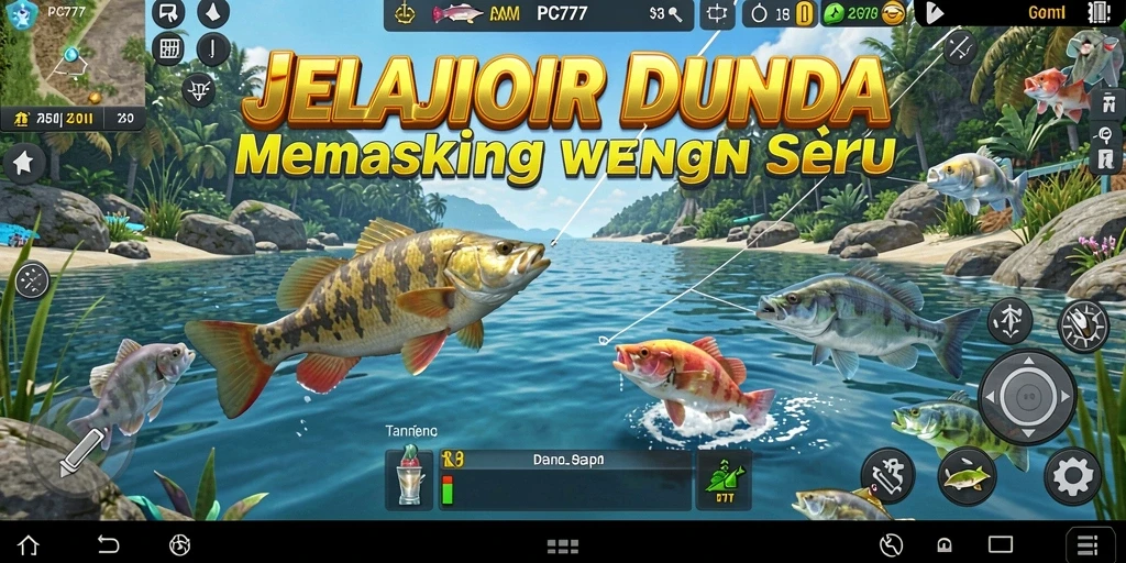 Screenshot menunjukkan aksi mendebarkan dalam gameplay memancing.