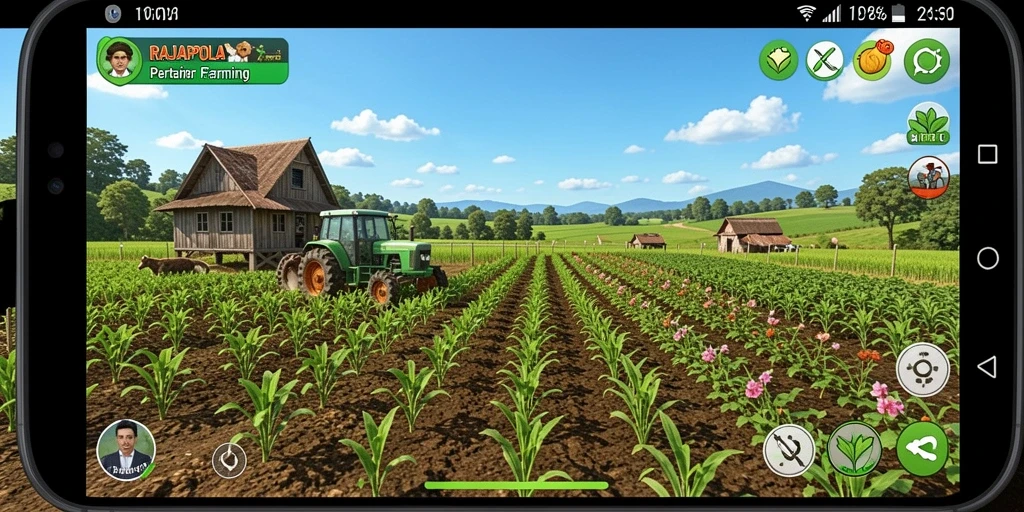 Tampilan menawan dari gameplay pertanian di RAJAPOLA.