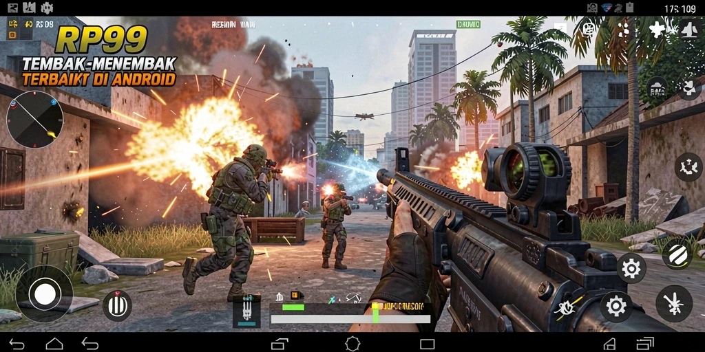 Tampilan aksi intens dari gameplay TPS di RP99.