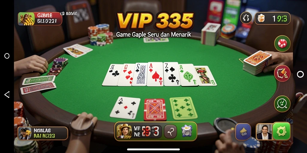 Screenshot gameplay VIP333 yang menampilkan suasana bermain Gaple yang seru.
