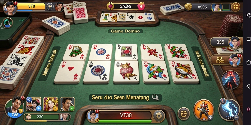 Tangkapan layar gameplay seru Domino VT38 dengan teman.
