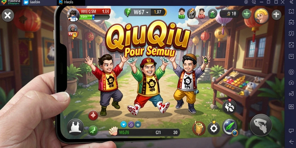 Screenshot W67 menampilkan aksi seru permainan QiuQiu.