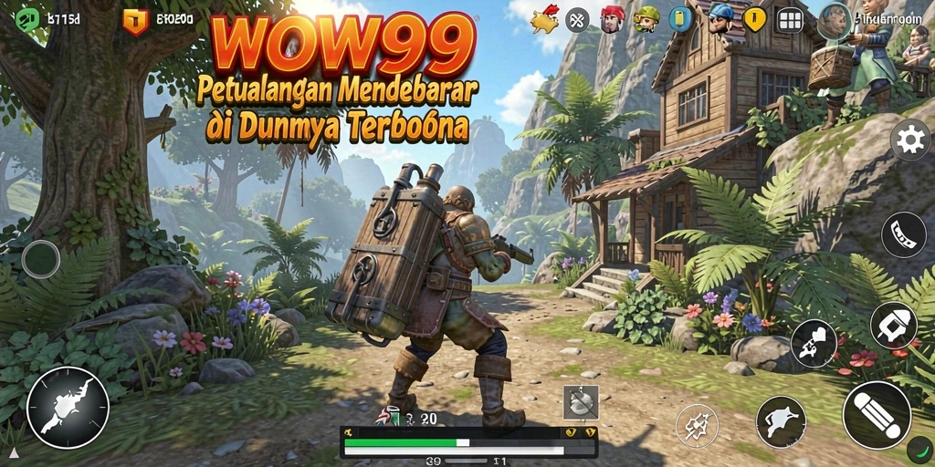 Screenshot menunjukkan pemain menjelajahi pemandangan alam yang menakjubkan di WOW99.